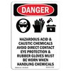 Signmission Safety Sign, OSHA Danger, 18" Height, Rigid Plastic, Hazardous Acid And Caustic, Portrait OS-DS-P-1218-V-1304